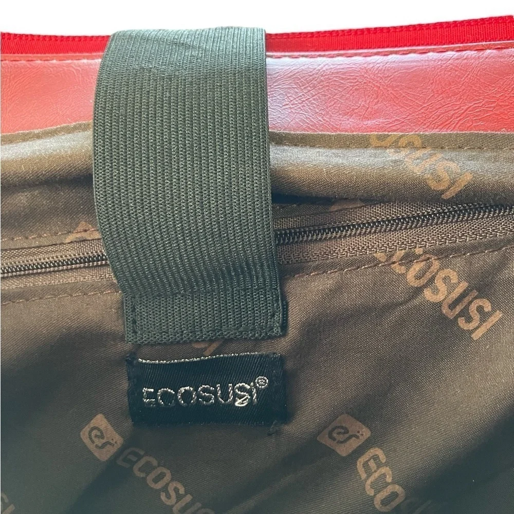ECOSUSI Crossbody Messenger Bag Briefcase In Red Vegan Leather Bow 10 x 8